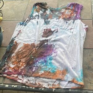 2XL Tie-Dye Sleeveless Tank Top - Multicolor